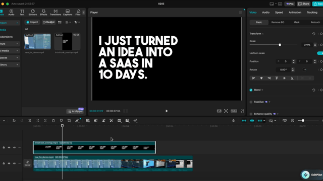 Add darken blend and keyframe transition for knockout text reveal
